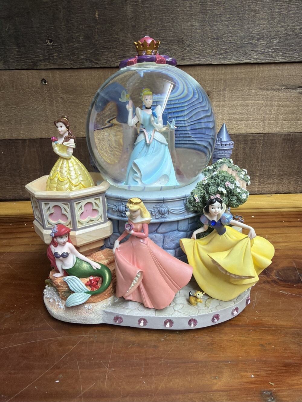 Disney Princess Snow Globe Cinderella Belle Ariel Snow White Aurora In Box